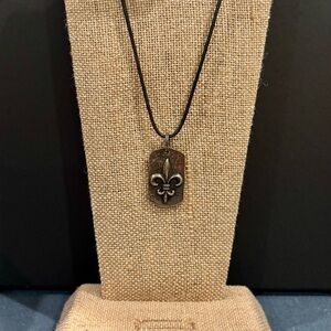 Fleur-de-Lis SS925 Dog Tag Pendant/Necklace